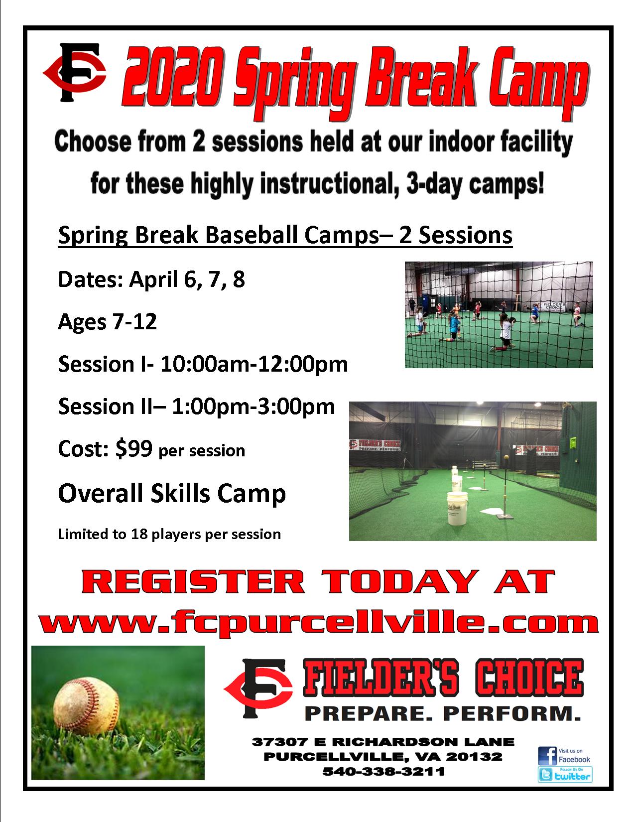 Spring Break Baseball Camp 2020