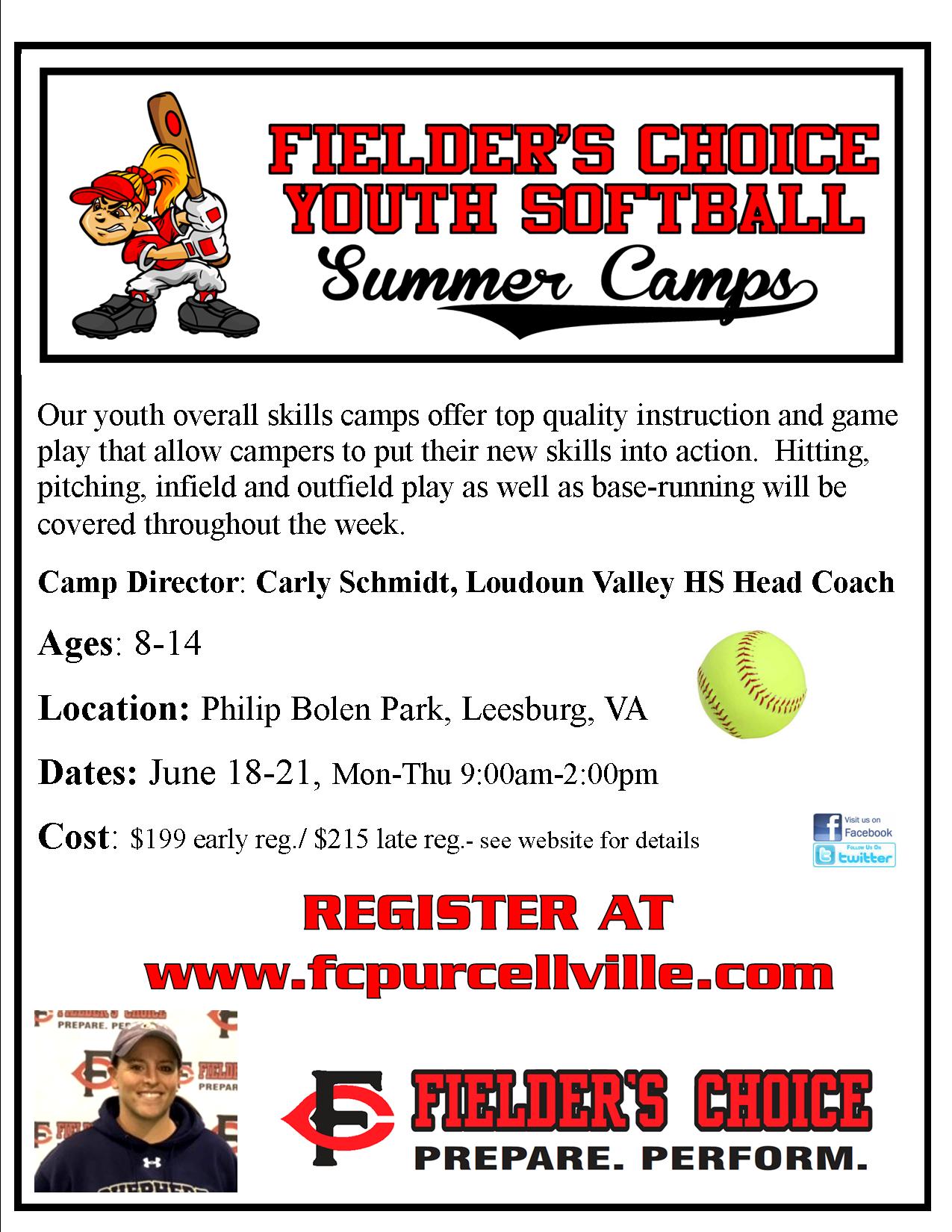 summer softball camps 2018 age revised