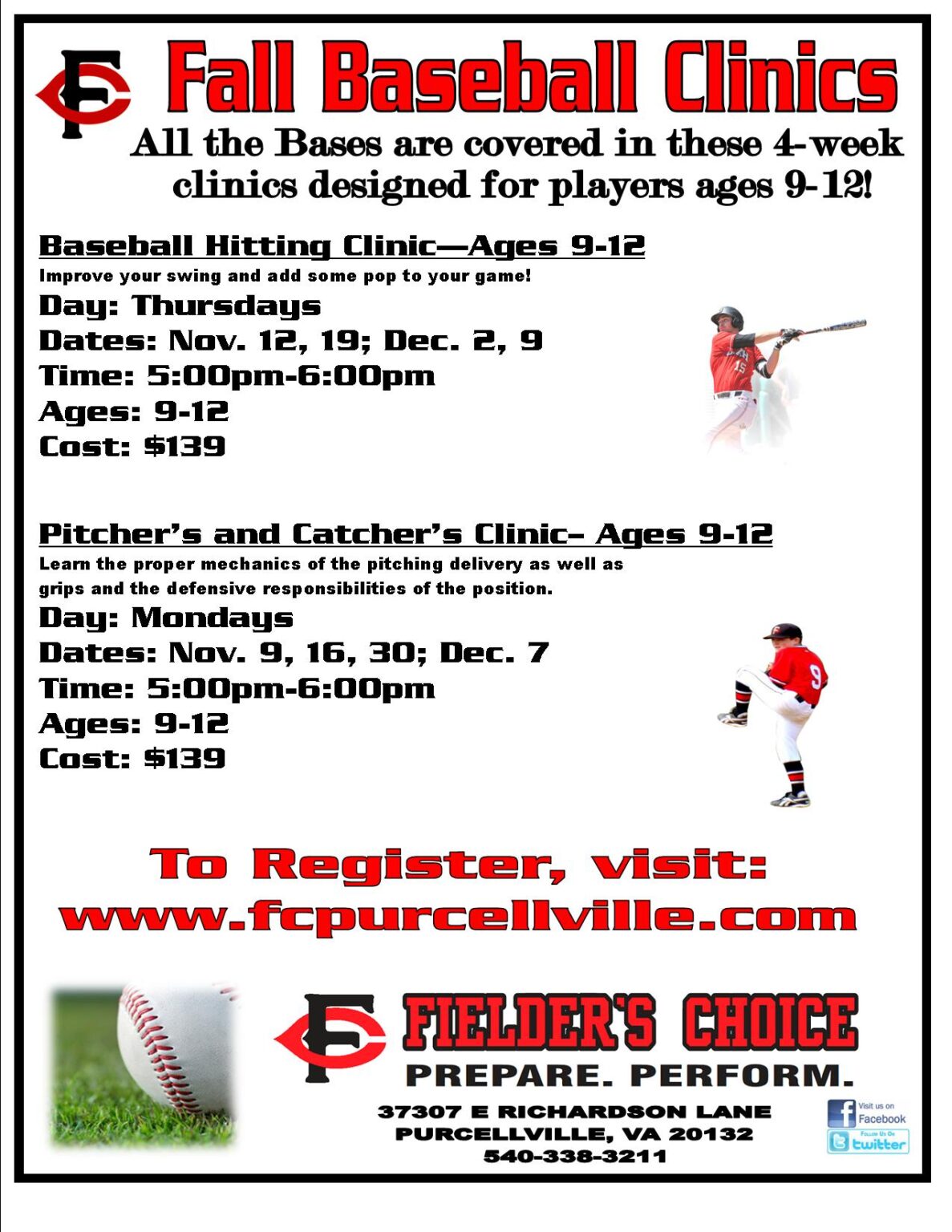 Fall Hitting Pitching And Catching Clinics Ages 9 12